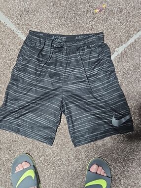 Nike Black and Gray Striped Performance Shorts
